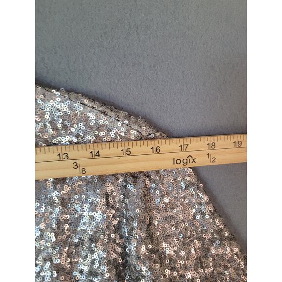 Chico’s Metallic Pewter Sequin Blazer Jacket NWT Size 2 Evening Sparkle - Picture 7 of 10